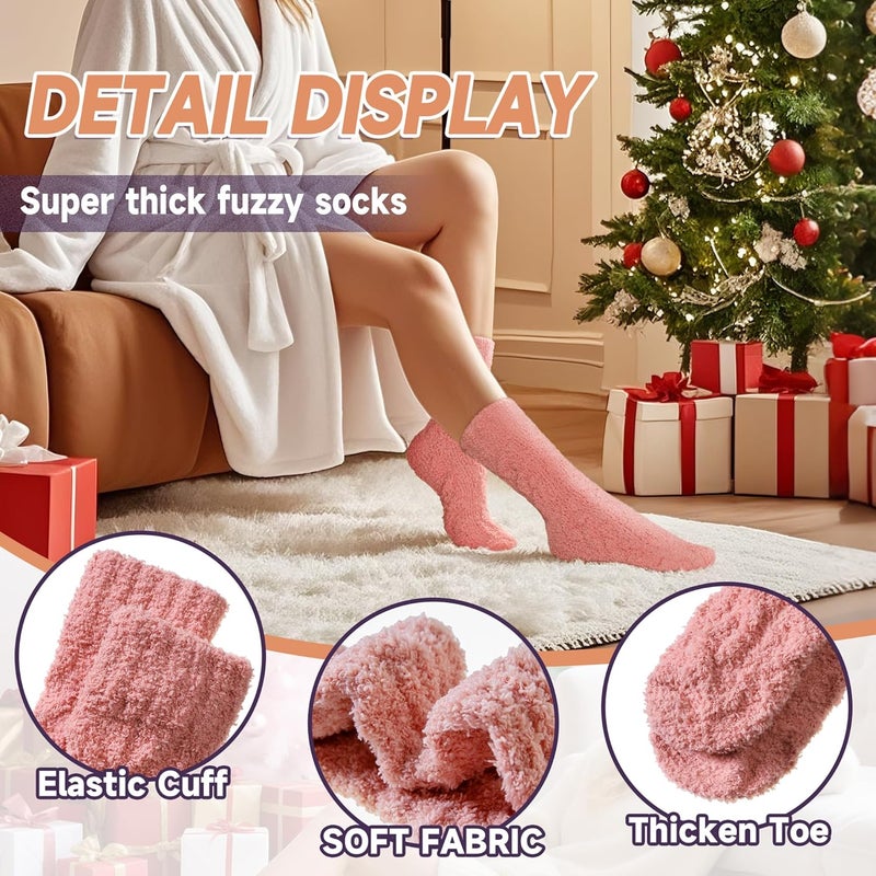 AMENLAN Store Women Fuzzy Slipper Socks Winter Microfiber Soft Cozy Plush Fluffy Socks Warm Comfy Thermal Home Sleeping Socks - Image 3